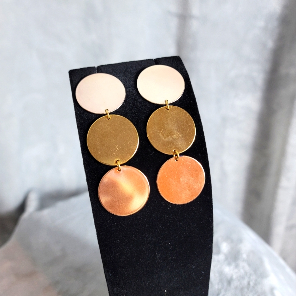 Tri-metal Post Earrings